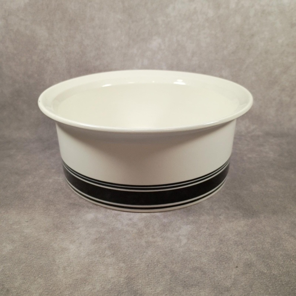 Arabia of Finland Faenza Serving Vegetable Bowl‎ 7.25" x 3" Black Stripe Vintage